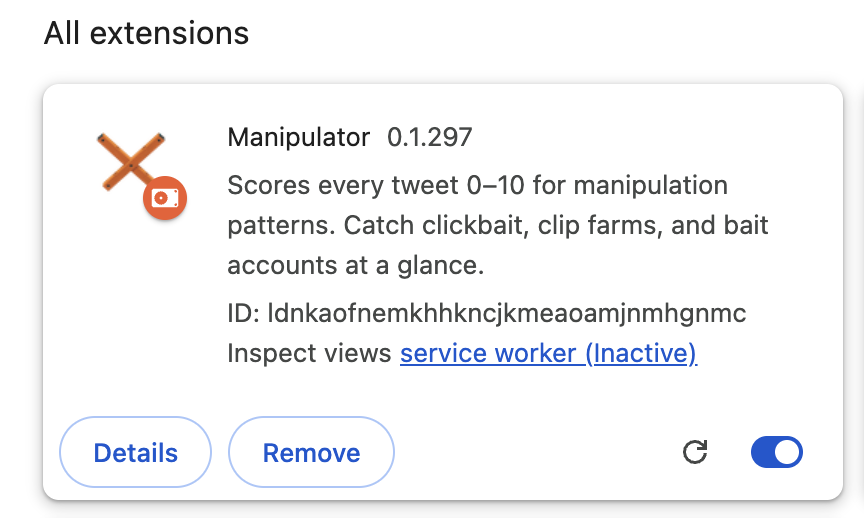 Chrome Web Store install page for Manipulator